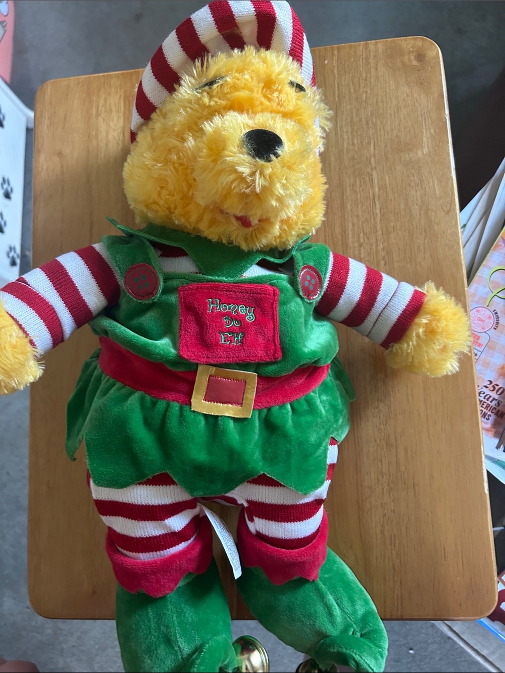 Yellow Plush Pooh Bear Elf Costume Toy - Kids Holiday Plush